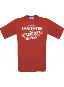 Männer-Shirt Ich bin Sanitäter, weil Superheld kein Beruf ist, rot, Größe L