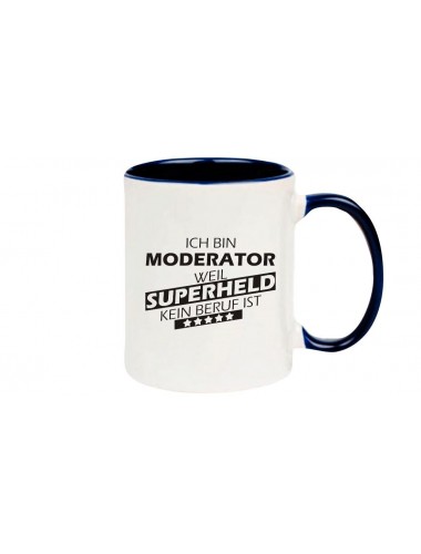 Kaffeepott beidseitig mit Motiv bedruckt Ich bin Moderator, weil Superheld kein Beruf ist