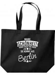 große Einkaufstasche, Wahre Schönheit kommt aus Berlin, schwarz