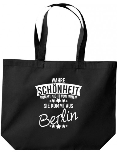 große Einkaufstasche, Wahre Schönheit kommt aus Berlin, schwarz