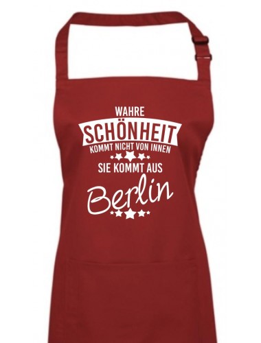 Kochschürze Wahre Schönheit kommt aus Berlin, burgundy