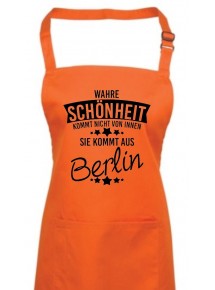 Kochschürze Wahre Schönheit kommt aus Berlin, orange