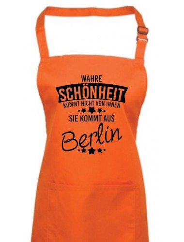 Kochschürze Wahre Schönheit kommt aus Berlin, orange