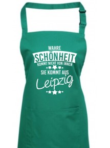 Kochschürze Wahre Schönheit kommt aus Leipzig, emerald