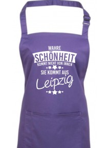 Kochschürze Wahre Schönheit kommt aus Leipzig, purple