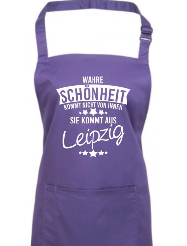 Kochschürze Wahre Schönheit kommt aus Leipzig, purple
