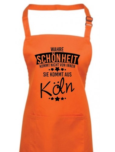 Kochschürze Wahre Schönheit kommt aus Köln, orange