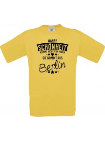 Unisex T-Shirt Wahre Schönheit kommt aus Berlin, gelb, L