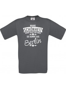 Unisex T-Shirt Wahre Schönheit kommt aus Berlin, grau, L