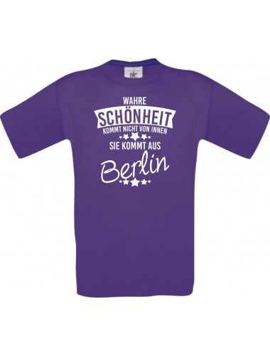 Unisex T-Shirt Wahre Schönheit kommt aus Berlin, lila, L