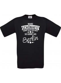 Unisex T-Shirt Wahre Schönheit kommt aus Berlin, schwarz, L