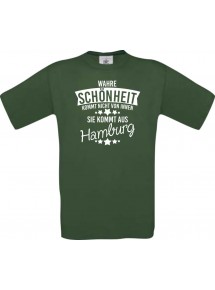 Unisex T-Shirt Wahre Schönheit kommt aus Hamburg, grün, L