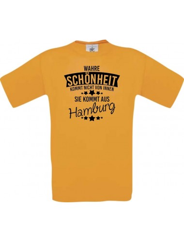 Unisex T-Shirt Wahre Schönheit kommt aus Hamburg, orange, L