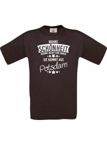 Unisex T-Shirt Wahre Schönheit kommt aus Potsdam, braun, L