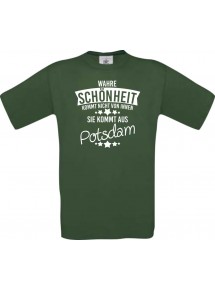 Unisex T-Shirt Wahre Schönheit kommt aus Potsdam, grün, L
