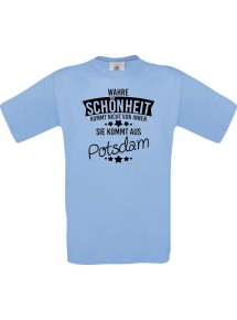 Unisex T-Shirt Wahre Schönheit kommt aus Potsdam, hellblau, L
