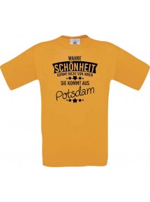 Unisex T-Shirt Wahre Schönheit kommt aus Potsdam, orange, L