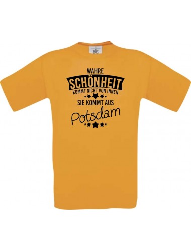 Unisex T-Shirt Wahre Schönheit kommt aus Potsdam, orange, L