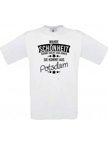 Unisex T-Shirt Wahre Schönheit kommt aus Potsdam, weiss, L