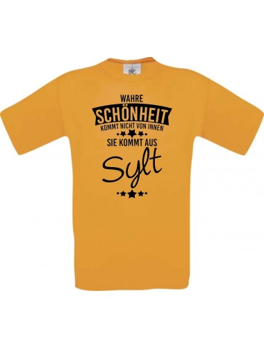 Unisex T-Shirt Wahre Schönheit kommt aus Sylt, orange, L