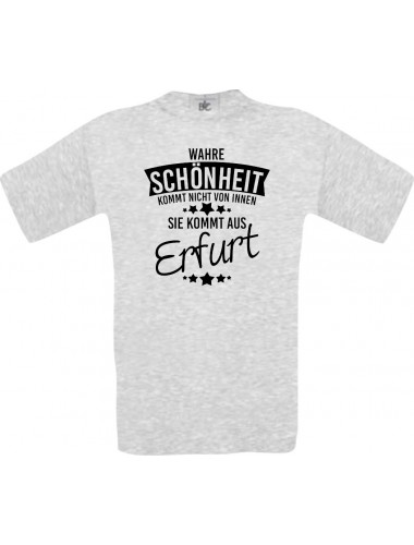 Unisex T-Shirt Wahre Schönheit kommt aus Erfurt, ash, L