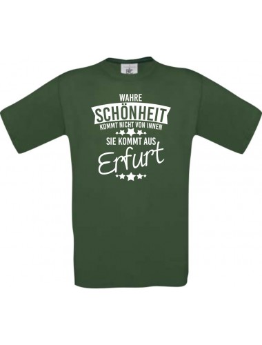 Unisex T-Shirt Wahre Schönheit kommt aus Erfurt, grün, L