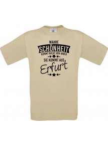 Unisex T-Shirt Wahre Schönheit kommt aus Erfurt, khaki, L