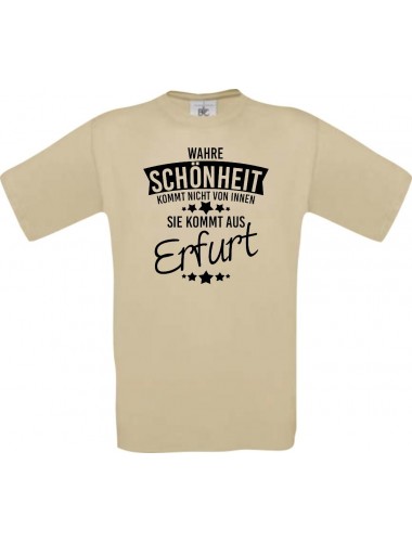 Unisex T-Shirt Wahre Schönheit kommt aus Erfurt, khaki, L
