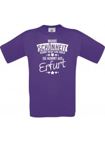 Unisex T-Shirt Wahre Schönheit kommt aus Erfurt, lila, L