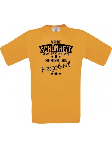Unisex T-Shirt Wahre Schönheit kommt aus Helgoland, orange, L