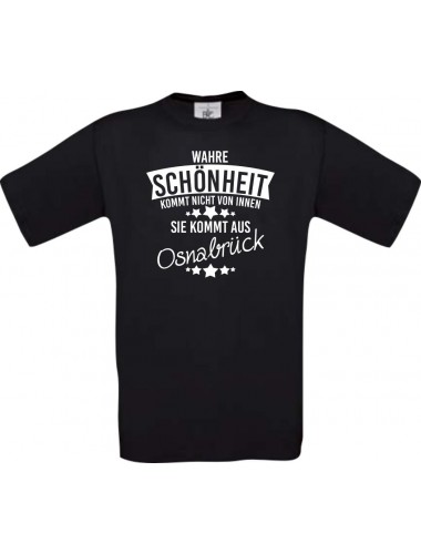 Unisex T-Shirt Wahre Schönheit kommt aus Osnabrück, schwarz, L