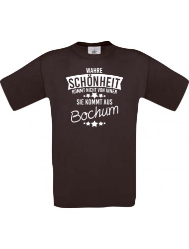 Unisex T-Shirt Wahre Schönheit kommt aus Bochum, braun, L