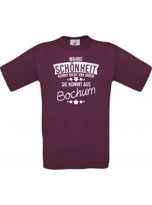 Unisex T-Shirt Wahre Schönheit kommt aus Bochum, burgundy, L
