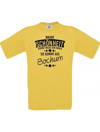 Unisex T-Shirt Wahre Schönheit kommt aus Bochum, gelb, L