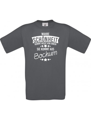 Unisex T-Shirt Wahre Schönheit kommt aus Bochum, grau, L