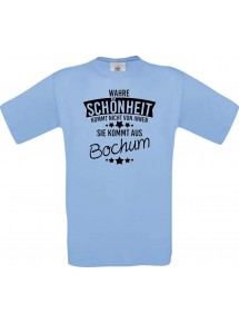 Unisex T-Shirt Wahre Schönheit kommt aus Bochum, hellblau, L