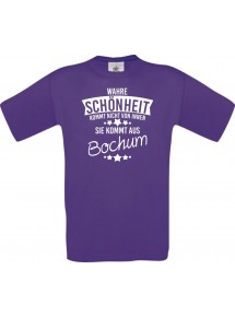 Unisex T-Shirt Wahre Schönheit kommt aus Bochum, lila, L
