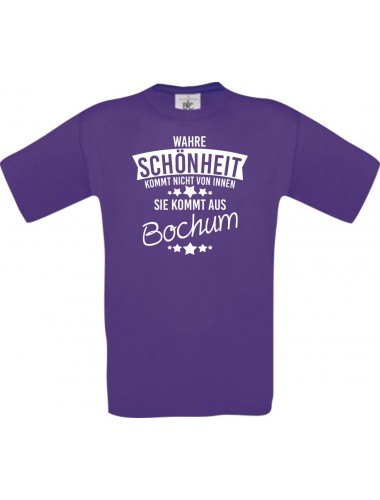 Unisex T-Shirt Wahre Schönheit kommt aus Bochum, lila, L