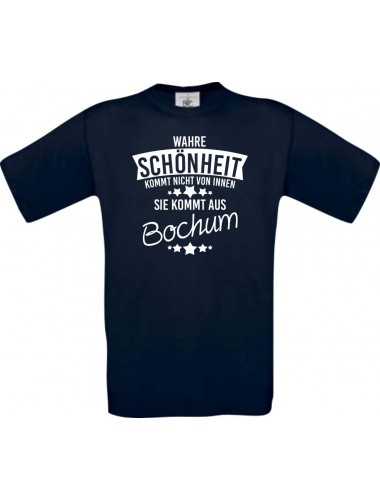 Unisex T-Shirt Wahre Schönheit kommt aus Bochum, navy, L