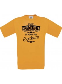 Unisex T-Shirt Wahre Schönheit kommt aus Bochum, orange, L
