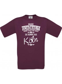 Unisex T-Shirt Wahre Schönheit kommt aus Köln, burgundy, L