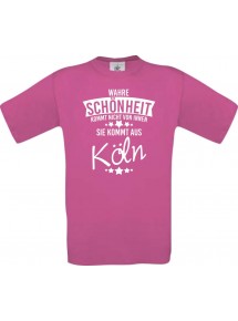 Unisex T-Shirt Wahre Schönheit kommt aus Köln, pink, L