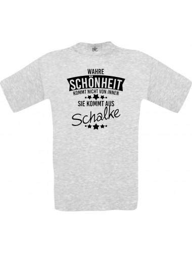 Unisex T-Shirt Wahre Schönheit kommt aus Schalke, ash, L
