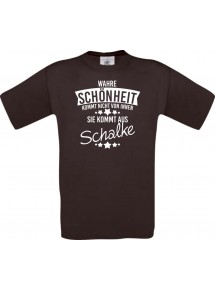 Unisex T-Shirt Wahre Schönheit kommt aus Schalke, braun, L