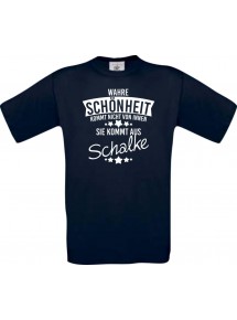 Unisex T-Shirt Wahre Schönheit kommt aus Schalke, navy, L