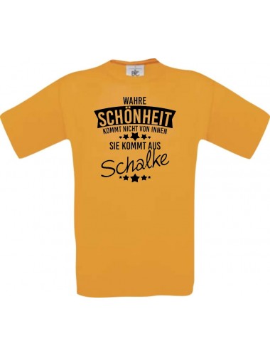 Unisex T-Shirt Wahre Schönheit kommt aus Schalke, orange, L