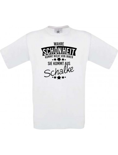 Unisex T-Shirt Wahre Schönheit kommt aus Schalke, weiss, L
