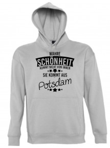 Kapuzen Sweatshirt Wahre Schönheit kommt aus Potsdam, sportsgrey, L