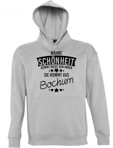 Kapuzen Sweatshirt Wahre Schönheit kommt aus Bochum, sportsgrey, L