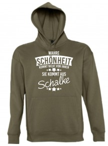 Kapuzen Sweatshirt Wahre Schönheit kommt aus Schalke, army, L